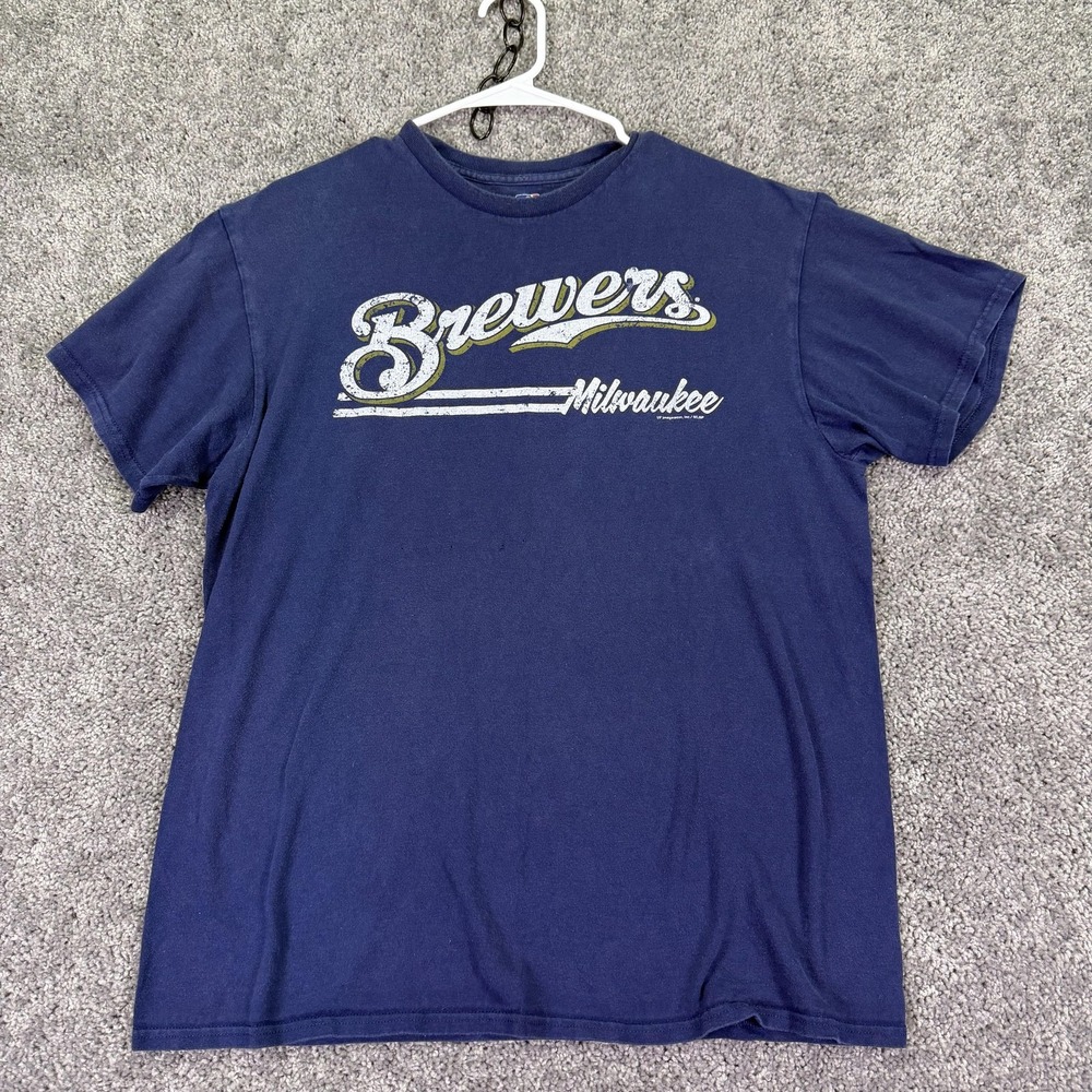 Milwaukee Brewers Shirt Mens Large Blue MLB Baseball Genuine Merchandise Tee